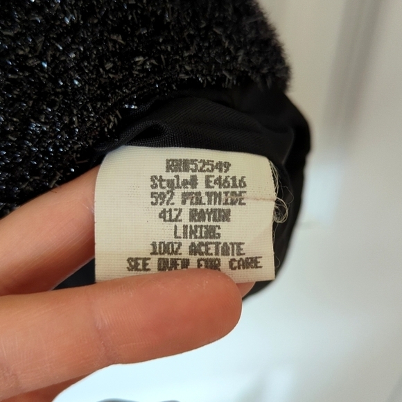 1995 Vintage Little Black Sparkle Knit Strapless Sheath Tube Mini Dress 4 - Picture 4 of 14